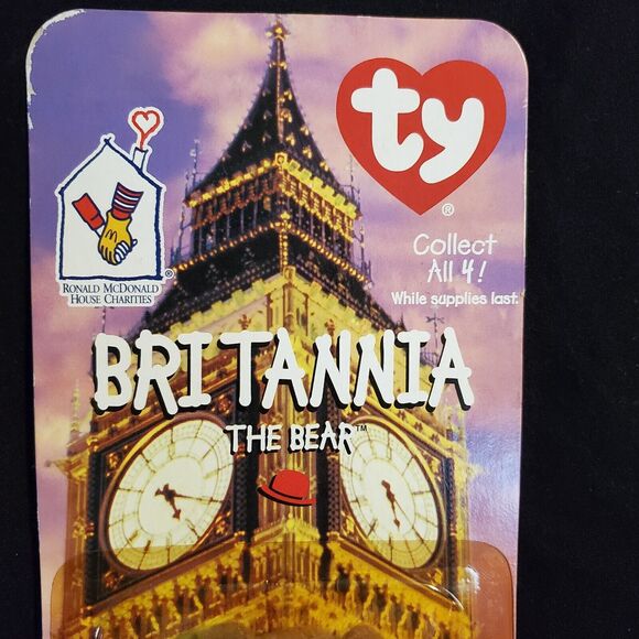 Ty Beanie Baby Britannia The Bear 1997 Retired PVC Pellets 4th Gen McDonalds - Picture 2 of 9